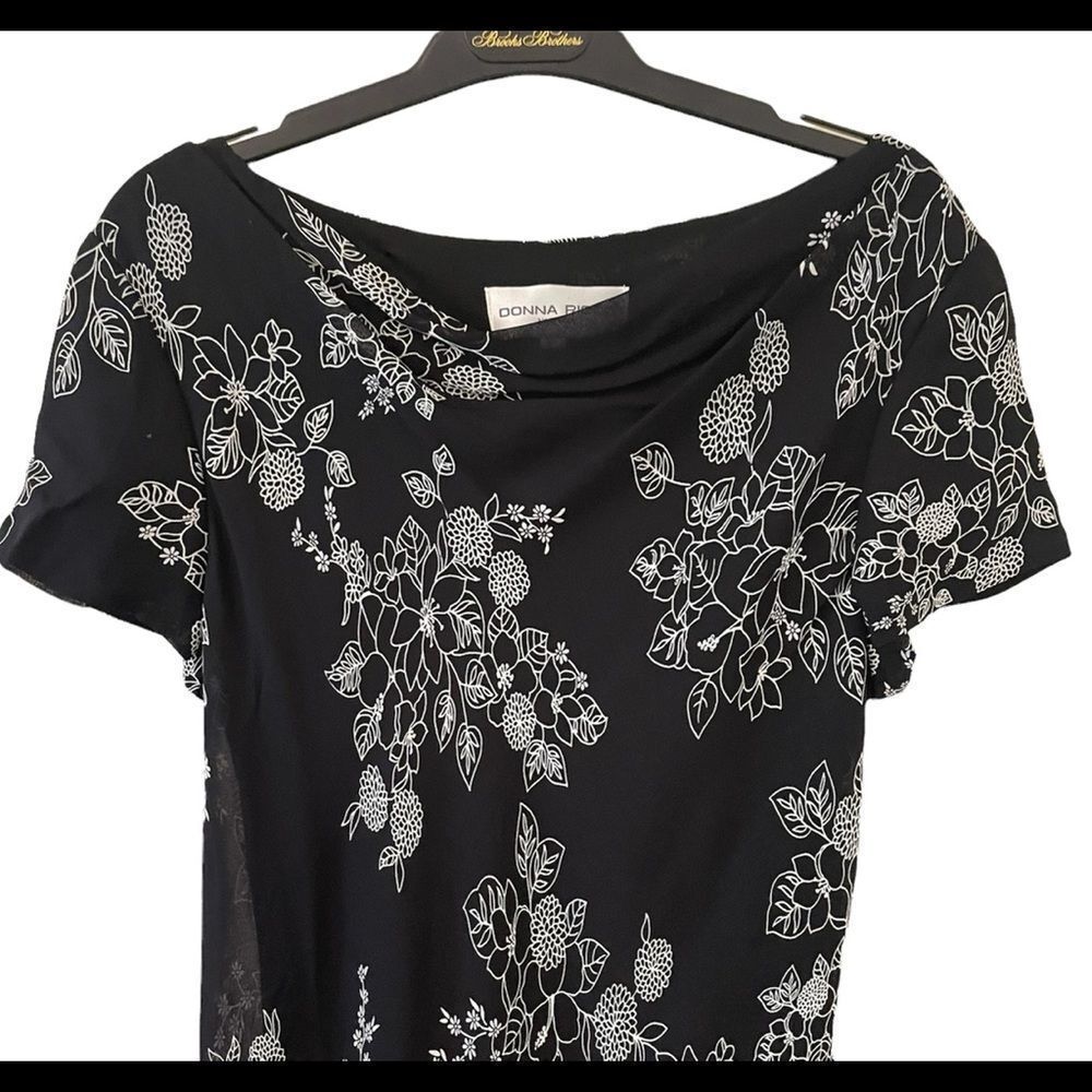 Donna Ricco Black & White Floral Print Summer Dress 10 - Picture 4 of 5